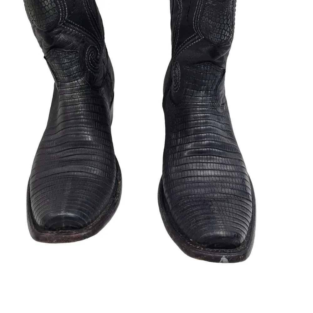 Wild West Men's Western Black Genuine Teju-Lizardskin Boots Size 8.5 10424-708 - Picture 2 of 12